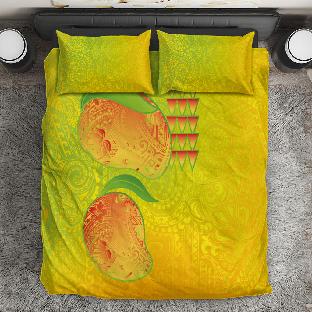 Hawaiian Mango Bedding Set Polynesian Art Pattern and Kakau Tattoo