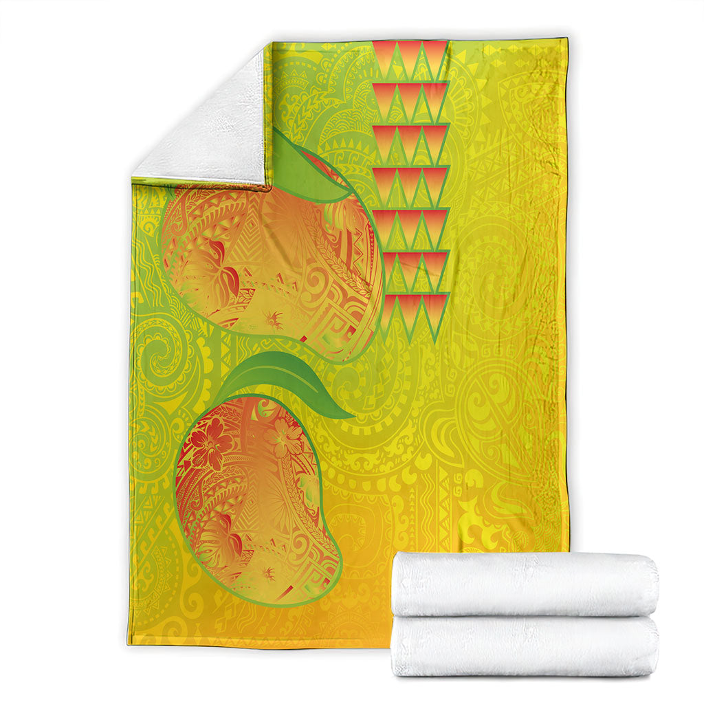 Hawaiian Mango Blanket Polynesian Art Pattern and Kakau Tattoo
