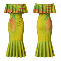 Hawaiian Mango Couples Matching Mermaid Dress and Hawaiian Shirt Polynesian Art Pattern and Kakau Tattoo