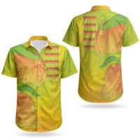 Hawaiian Mango Couples Matching Off Shoulder Maxi Dress and Hawaiian Shirt Polynesian Art Pattern and Kakau Tattoo