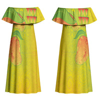 Hawaiian Mango Couples Matching Off Shoulder Maxi Dress and Hawaiian Shirt Polynesian Art Pattern and Kakau Tattoo