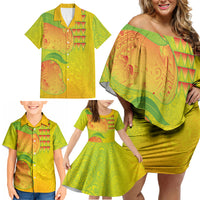 Hawaiian Mango Family Matching Off Shoulder Short Dress and Hawaiian Shirt Polynesian Art Pattern and Kakau Tattoo