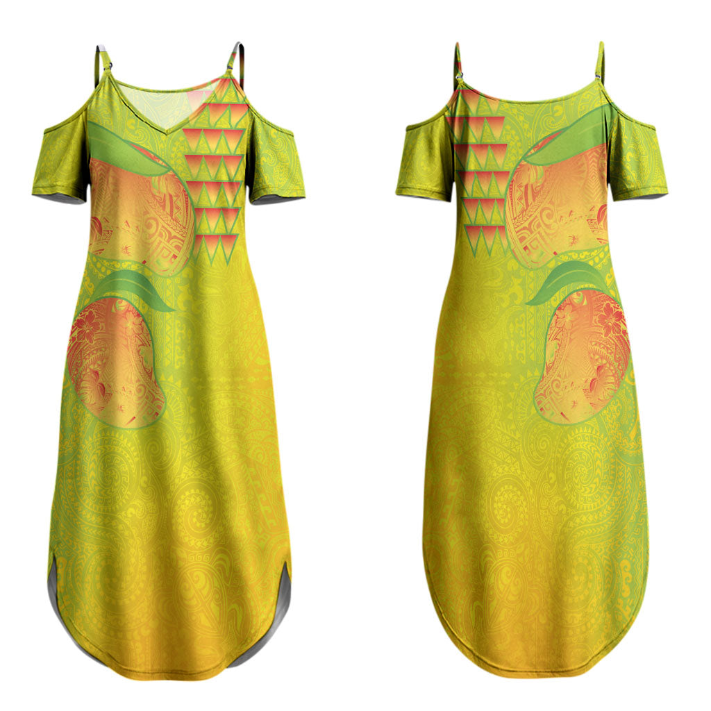 Hawaiian Mango Family Matching Summer Maxi Dress and Hawaiian Shirt Polynesian Art Pattern and Kakau Tattoo