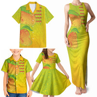 Hawaiian Mango Family Matching Tank Maxi Dress and Hawaiian Shirt Polynesian Art Pattern and Kakau Tattoo