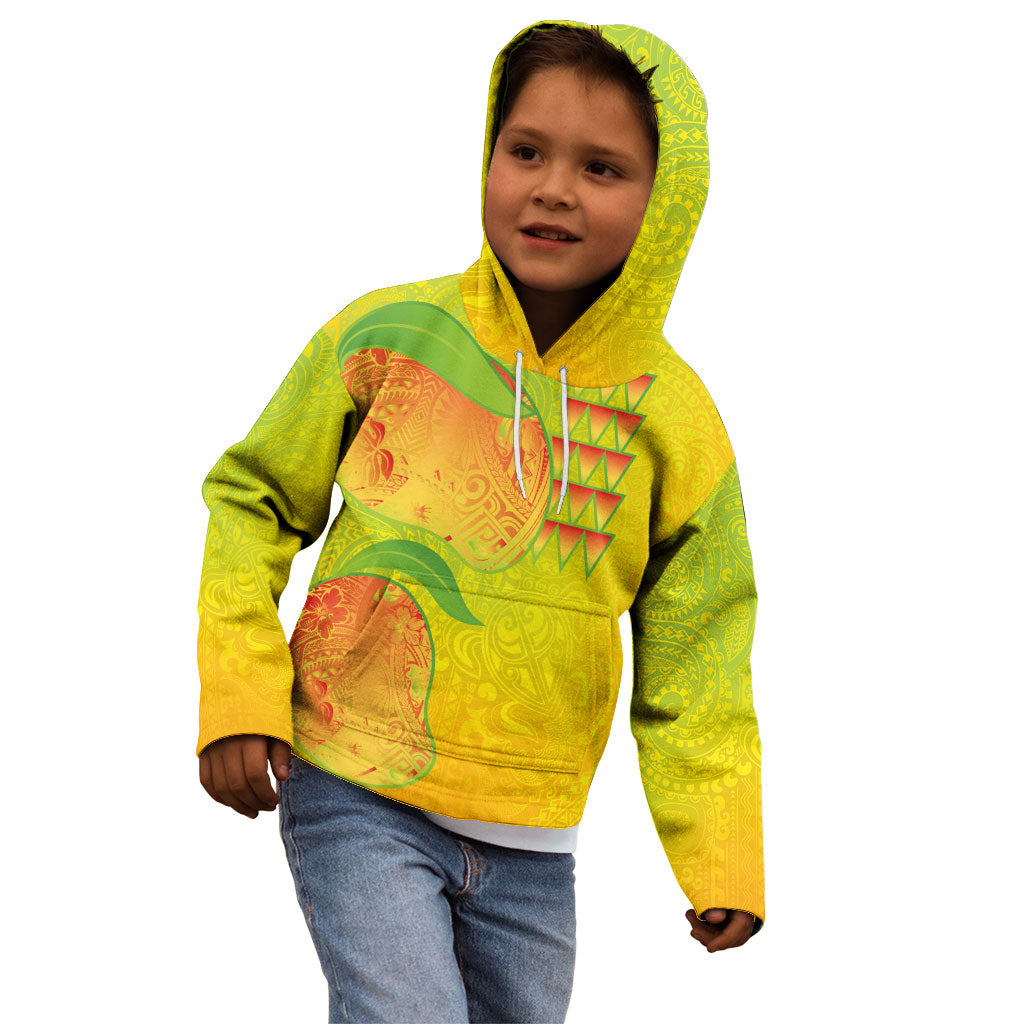 Hawaiian Mango Kid Hoodie Polynesian Art Pattern and Kakau Tattoo