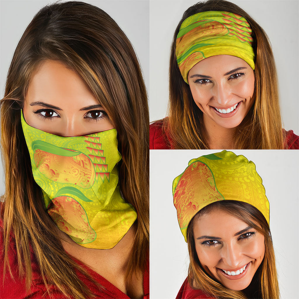 Hawaiian Mango Neck Gaiter Polynesian Art Pattern and Kakau Tattoo