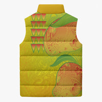 Hawaiian Mango Sleeveless Puffer Jacket Polynesian Art Pattern and Kakau Tattoo