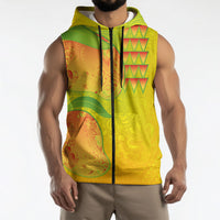 Hawaiian Mango Sleeveless Zip Hoodie Polynesian Art Pattern and Kakau Tattoo