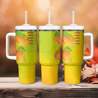 Hawaiian Mango Tumbler With Handle Polynesian Art Pattern and Kakau Tattoo
