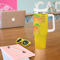 Hawaiian Mango Tumbler With Handle Polynesian Art Pattern and Kakau Tattoo