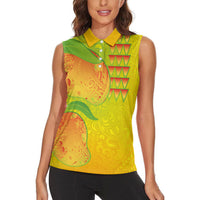 Hawaiian Mango Women Sleeveless Polo Shirt Polynesian Art Pattern and Kakau Tattoo