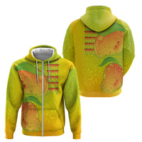 Hawaiian Mango Zip Hoodie Polynesian Art Pattern and Kakau Tattoo
