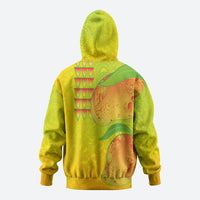 Hawaiian Mango Zip Hoodie Polynesian Art Pattern and Kakau Tattoo