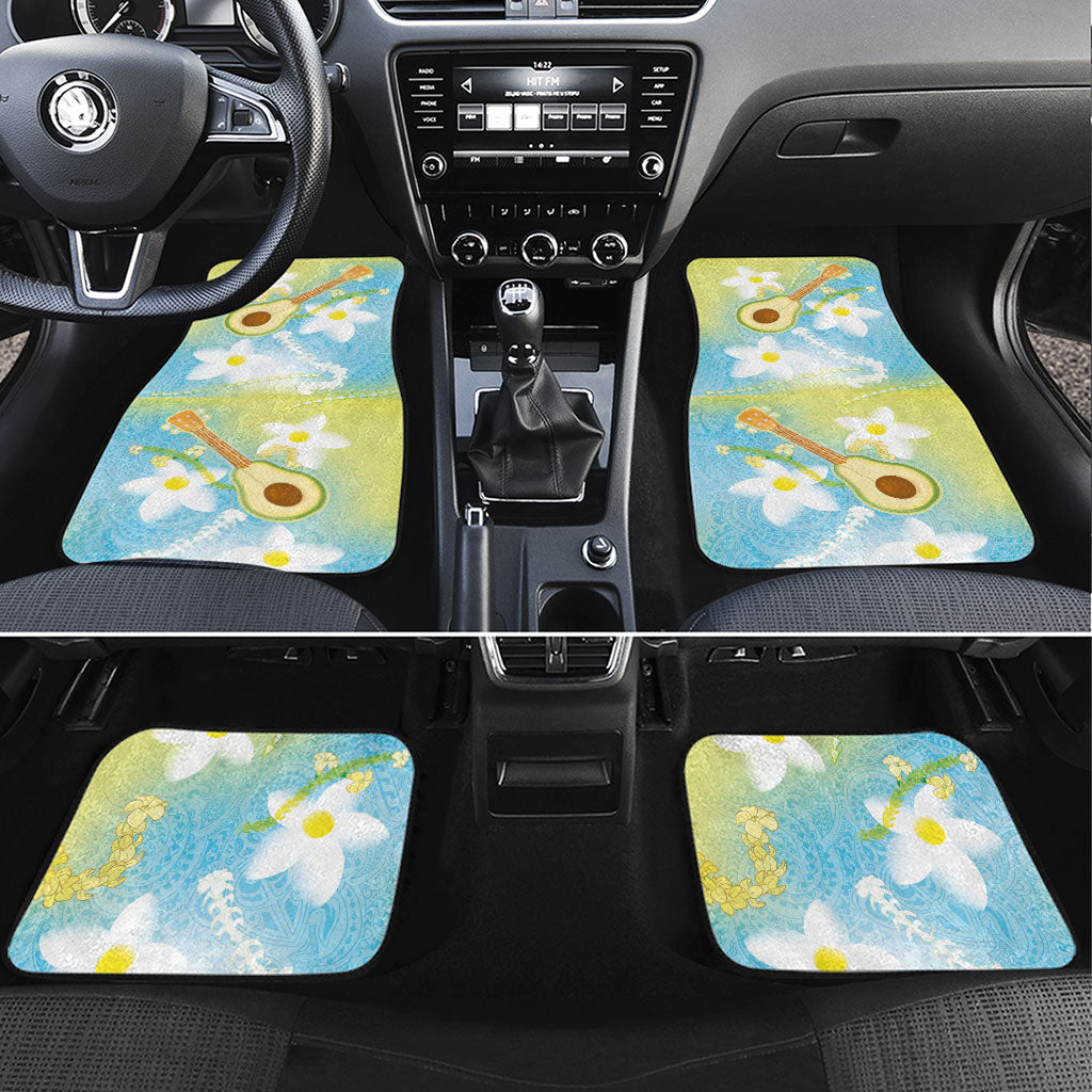Hawaiian Ukulele Avocado Car Mats Leis and Polynesian Pattern