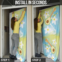 Hawaiian Ukulele Avocado Door Cover Leis and Polynesian Pattern