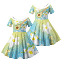 Hawaiian Ukulele Avocado Family Matching Summer Maxi Dress and Hawaiian Shirt Leis and Polynesian Pattern