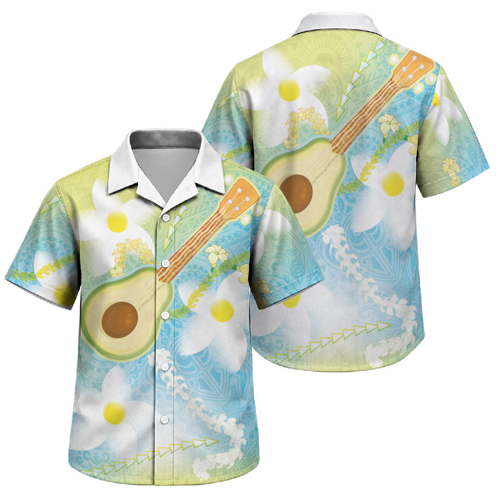 Hawaiian Ukulele Avocado Family Matching Summer Maxi Dress and Hawaiian Shirt Leis and Polynesian Pattern