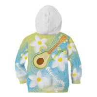 Hawaiian Ukulele Avocado Kid Hoodie Leis and Polynesian Pattern