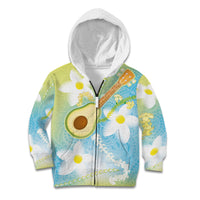 Hawaiian Ukulele Avocado Kid Hoodie Leis and Polynesian Pattern