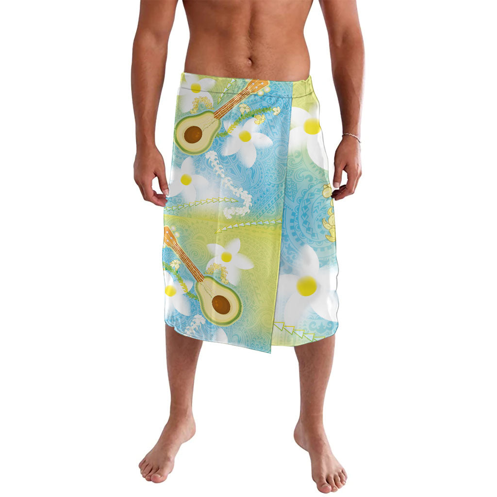 Hawaiian Ukulele Avocado Lavalava Leis and Polynesian Pattern LT03 White - Polynesian Pride