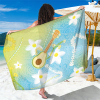 Hawaiian Ukulele Avocado Sarong Leis and Polynesian Pattern