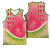 Hawaiian Watermelon Basketball Jersey with Kakau Art Tattoo