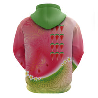 Hawaiian Watermelon Zip Hoodie with Kakau Art Tattoo