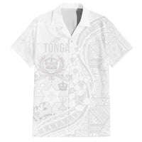 Tonga Faka Sepitema Family Matching Off The Shoulder Long Sleeve Dress and Hawaiian Shirt Ngatu Pattern with Plumeria and Hibiscus LT03 Dad's Shirt - Short Sleeve White - Polynesian Pride