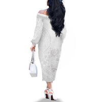 Tonga Faka Sepitema Family Matching Off The Shoulder Long Sleeve Dress and Hawaiian Shirt Ngatu Pattern with Plumeria and Hibiscus LT03 - Polynesian Pride
