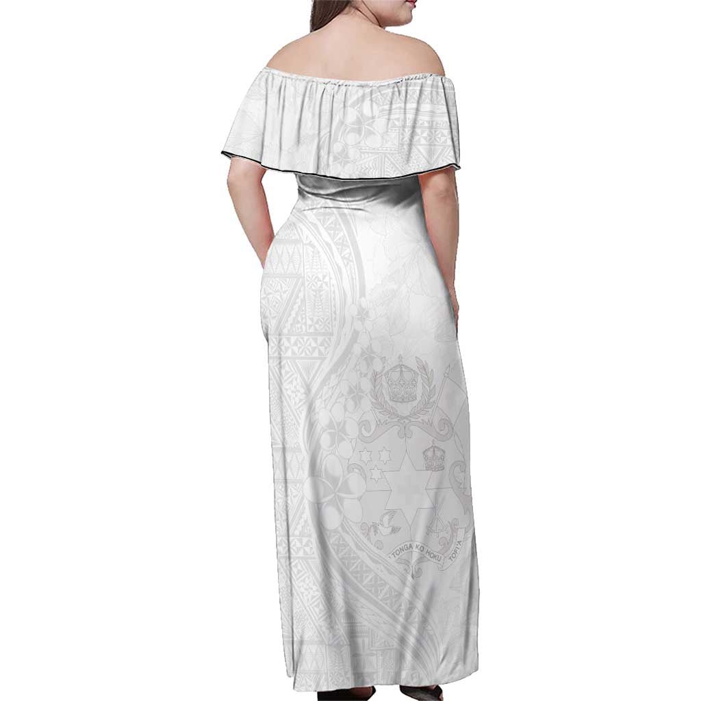 Tonga Faka Sepitema Family Matching Off Shoulder Maxi Dress and Hawaiian Shirt Ngatu Pattern with Plumeria and Hibiscus LT03 - Polynesian Pride