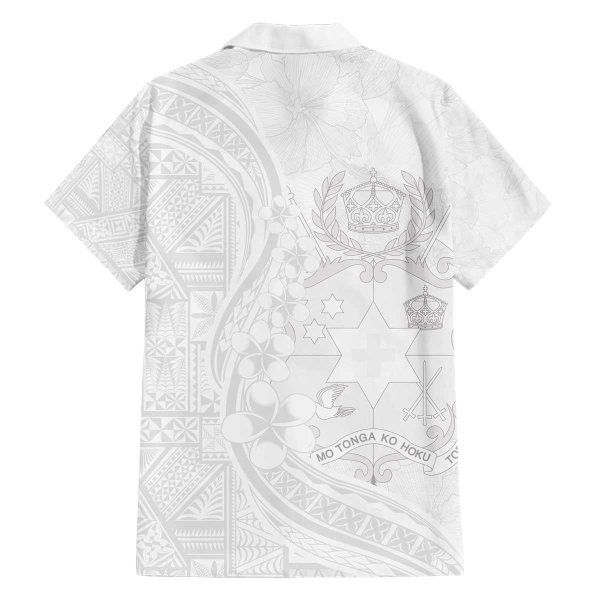 Tonga Faka Sepitema Family Matching Off Shoulder Short Dress and Hawaiian Shirt Ngatu Pattern with Plumeria and Hibiscus LT03 - Polynesian Pride