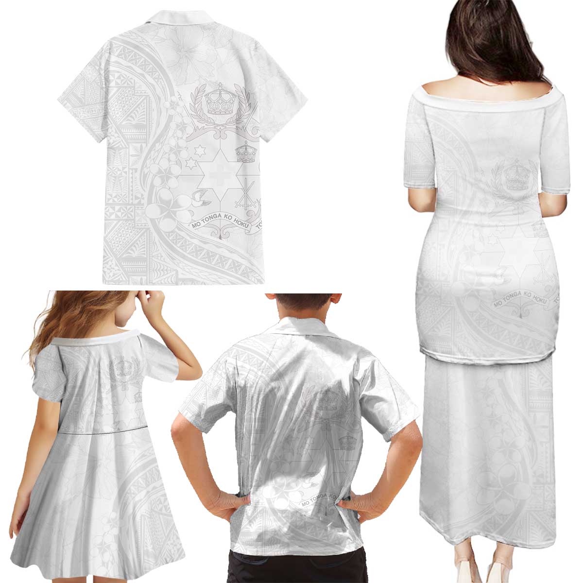 Tonga Faka Sepitema Family Matching Puletasi and Hawaiian Shirt Ngatu Pattern with Plumeria and Hibiscus LT03 - Polynesian Pride