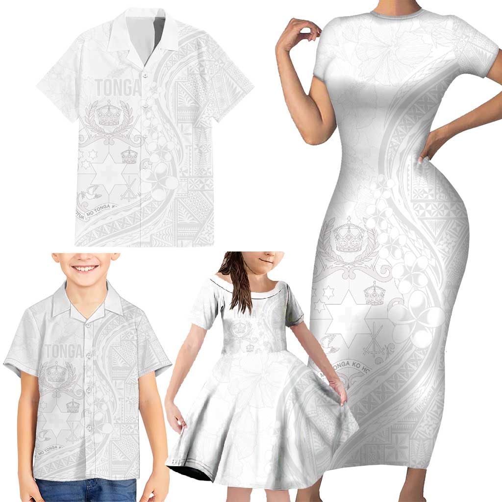Tonga Faka Sepitema Family Matching Short Sleeve Bodycon Dress and Hawaiian Shirt Ngatu Pattern with Plumeria and Hibiscus LT03 - Polynesian Pride
