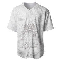 Tonga Faka Sepitema Baseball Jersey Ngatu and Floral Pattern with Blooming Hibiscus LT03 White - Polynesian Pride