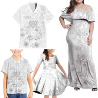 Tonga Faka Sepitema Family Matching Off Shoulder Maxi Dress and Hawaiian Shirt Ngatu and Floral Pattern with Blooming Hibiscus LT03 - Polynesian Pride