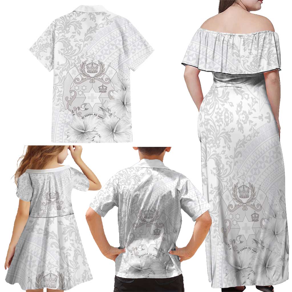 Tonga Faka Sepitema Family Matching Off Shoulder Maxi Dress and Hawaiian Shirt Ngatu and Floral Pattern with Blooming Hibiscus LT03 - Polynesian Pride