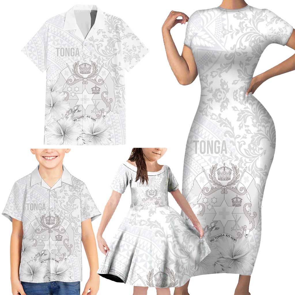 Tonga Faka Sepitema Family Matching Short Sleeve Bodycon Dress and Hawaiian Shirt Ngatu and Floral Pattern with Blooming Hibiscus LT03 - Polynesian Pride