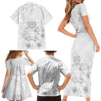 Tonga Faka Sepitema Family Matching Short Sleeve Bodycon Dress and Hawaiian Shirt Ngatu and Floral Pattern with Blooming Hibiscus LT03 - Polynesian Pride