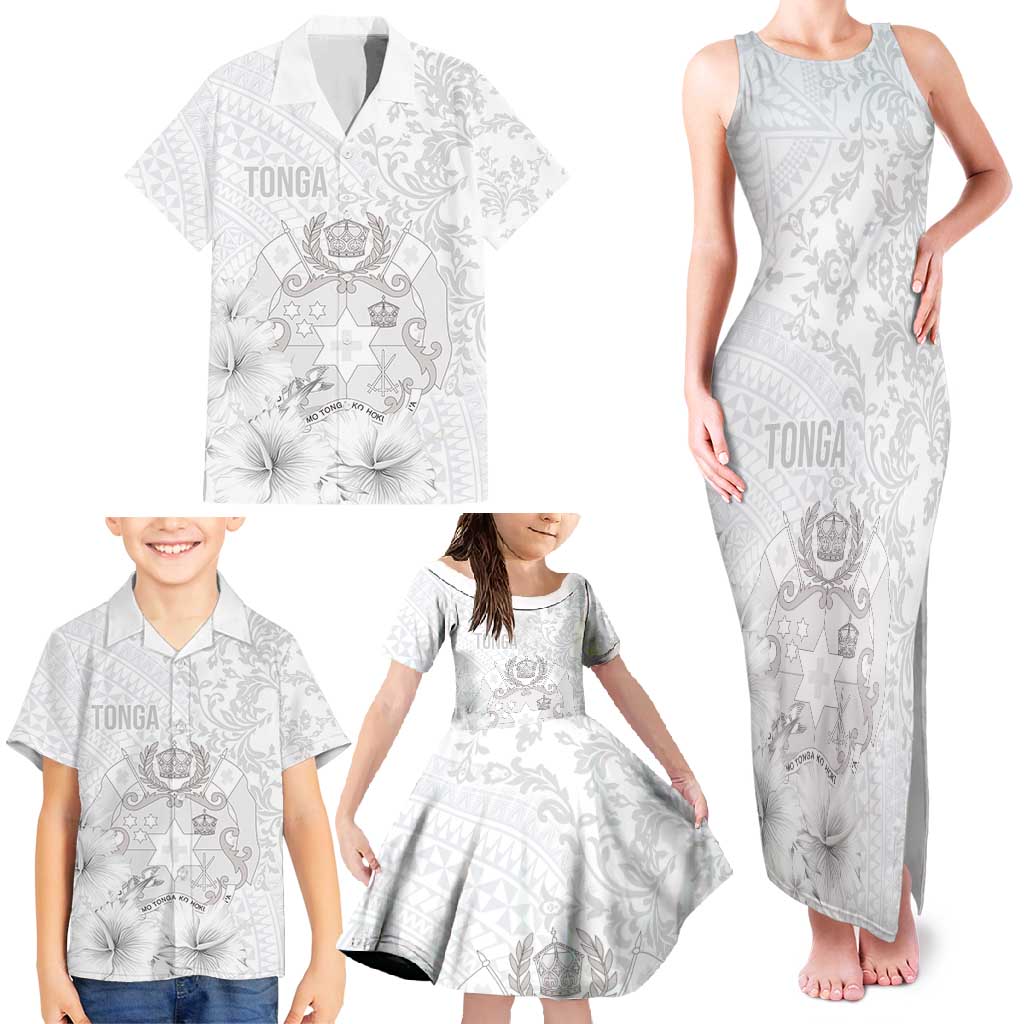 Tonga Faka Sepitema Family Matching Tank Maxi Dress and Hawaiian Shirt Ngatu and Floral Pattern with Blooming Hibiscus LT03 - Polynesian Pride