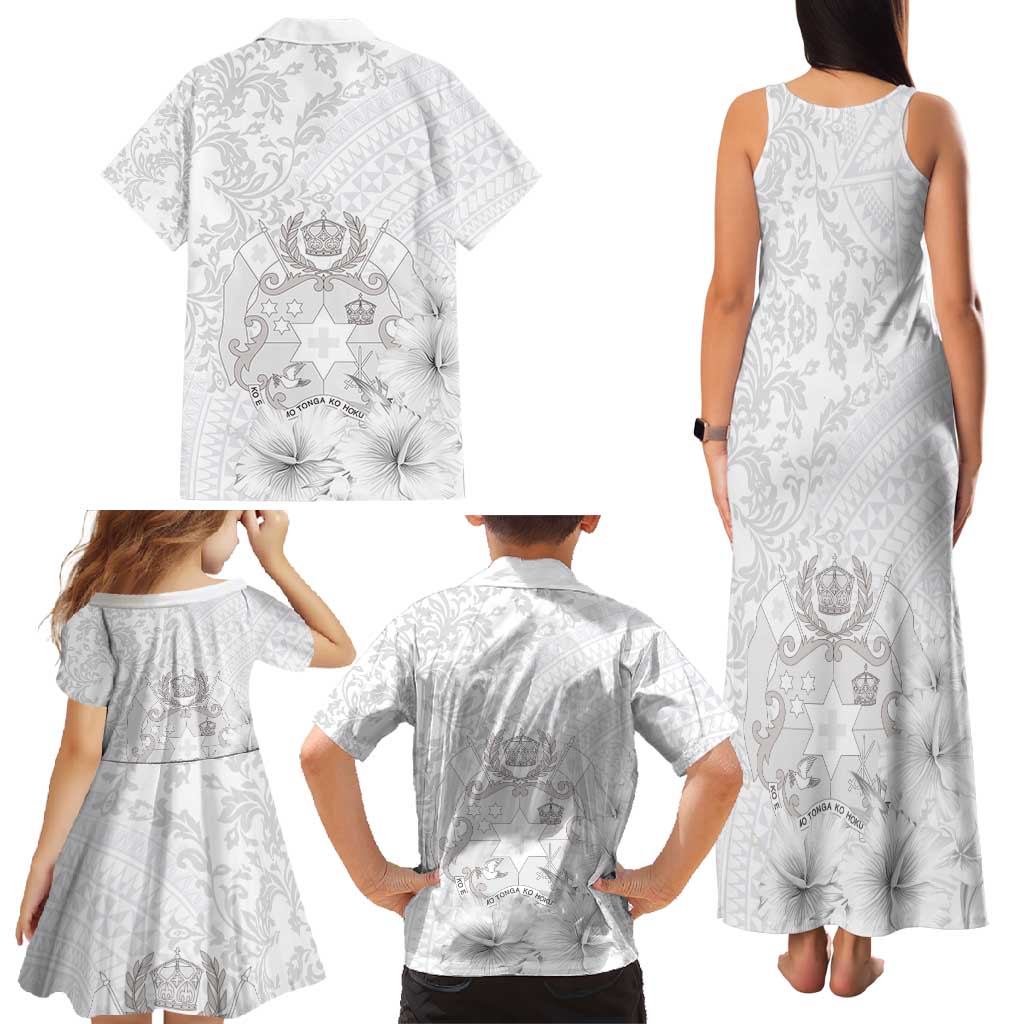 Tonga Faka Sepitema Family Matching Tank Maxi Dress and Hawaiian Shirt Ngatu and Floral Pattern with Blooming Hibiscus LT03 - Polynesian Pride