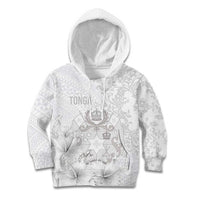 Tonga Faka Sepitema Kid Hoodie Ngatu and Floral Pattern with Blooming Hibiscus LT03 Hoodie White - Polynesian Pride