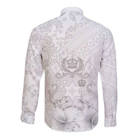 Tonga Faka Sepitema Long Sleeve Button Shirt Ngatu and Floral Pattern with Blooming Hibiscus LT03 - Polynesian Pride