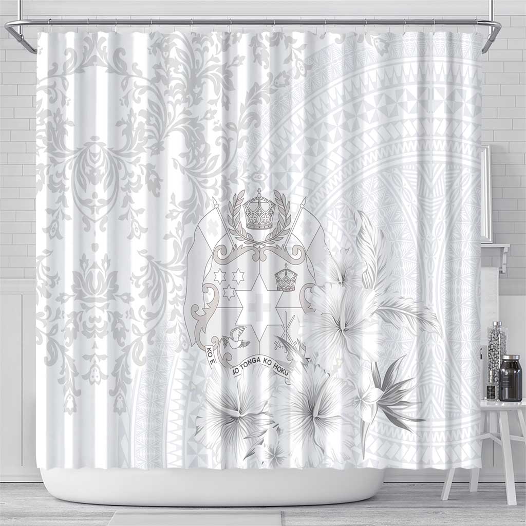 Tonga Faka Sepitema Shower Curtain Ngatu and Floral Pattern with Blooming Hibiscus LT03 - Polynesian Pride
