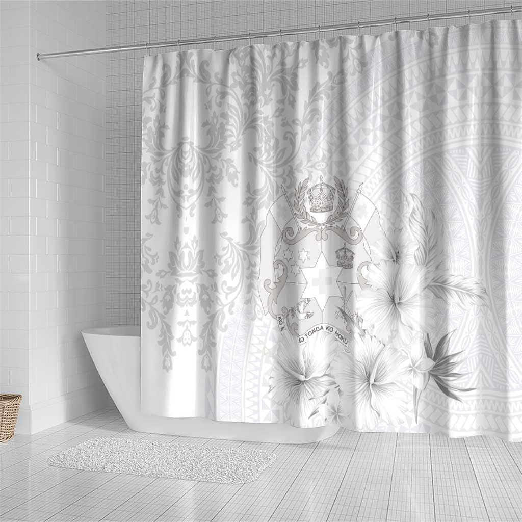 Tonga Faka Sepitema Shower Curtain Ngatu and Floral Pattern with Blooming Hibiscus LT03 - Polynesian Pride
