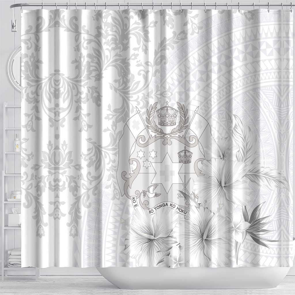 Tonga Faka Sepitema Shower Curtain Ngatu and Floral Pattern with Blooming Hibiscus LT03 - Polynesian Pride