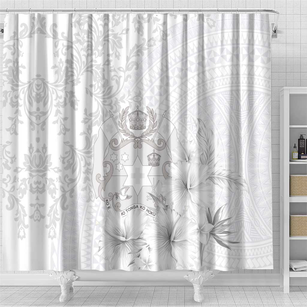 Tonga Faka Sepitema Shower Curtain Ngatu and Floral Pattern with Blooming Hibiscus LT03 - Polynesian Pride