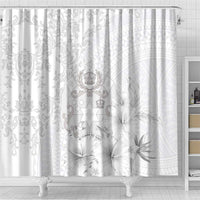 Tonga Faka Sepitema Shower Curtain Ngatu and Floral Pattern with Blooming Hibiscus LT03 - Polynesian Pride