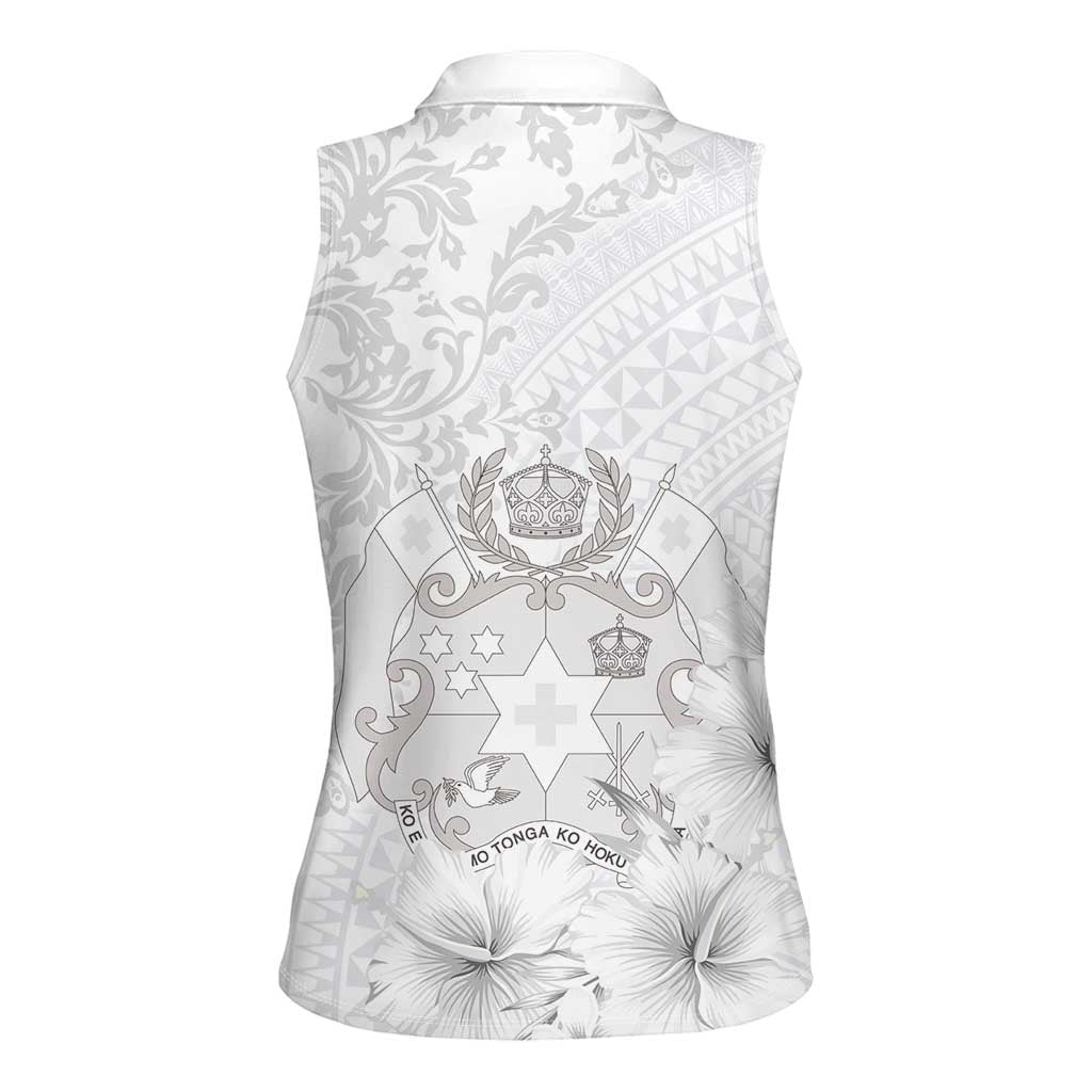Tonga Faka Sepitema Women Sleeveless Polo Shirt Ngatu and Floral Pattern with Blooming Hibiscus