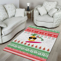 Hawaiian Mele Kalikimaka Area Rug Funny Pineapple Surfing with Map Christmas Stripe Elements