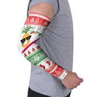 Hawaiian Mele Kalikimaka Arm Sleeves Funny Pineapple Surfing with Map Christmas Stripe Elements